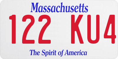 MA license plate 122KU4