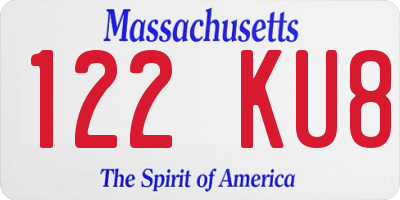 MA license plate 122KU8