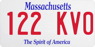MA license plate 122KV0