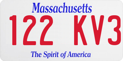 MA license plate 122KV3