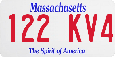 MA license plate 122KV4