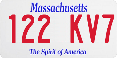MA license plate 122KV7