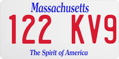 MA license plate 122KV9