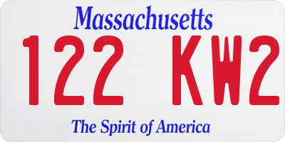 MA license plate 122KW2