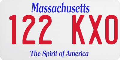 MA license plate 122KX0
