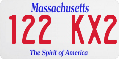 MA license plate 122KX2