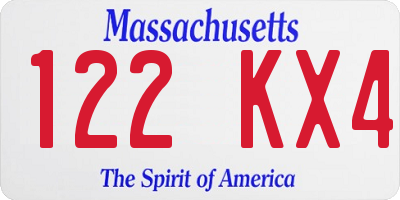 MA license plate 122KX4