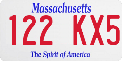 MA license plate 122KX5