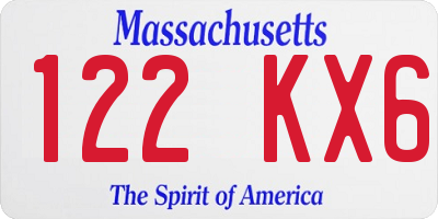 MA license plate 122KX6