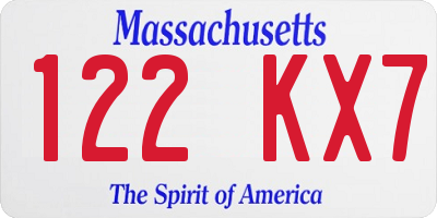 MA license plate 122KX7