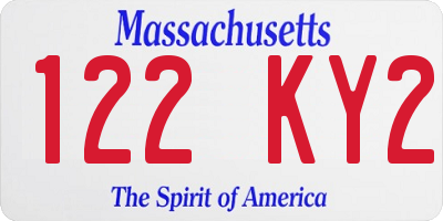 MA license plate 122KY2