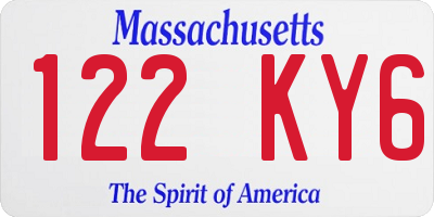 MA license plate 122KY6