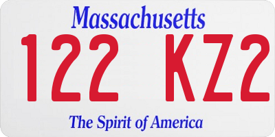 MA license plate 122KZ2
