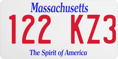 MA license plate 122KZ3