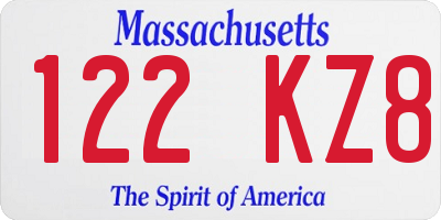 MA license plate 122KZ8