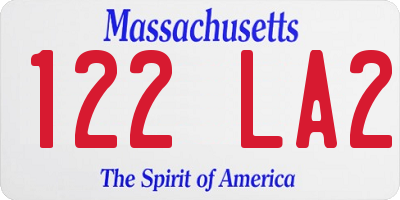 MA license plate 122LA2