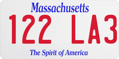 MA license plate 122LA3