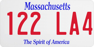 MA license plate 122LA4