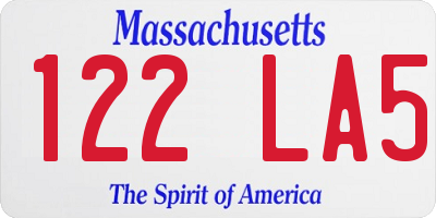 MA license plate 122LA5