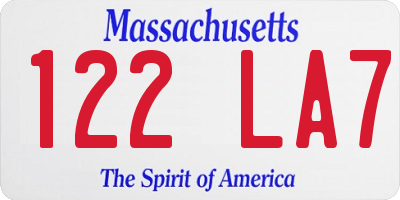 MA license plate 122LA7