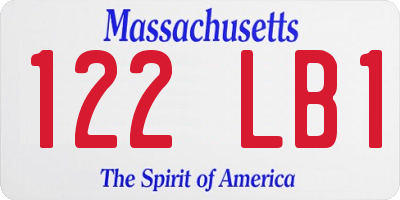 MA license plate 122LB1