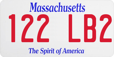 MA license plate 122LB2
