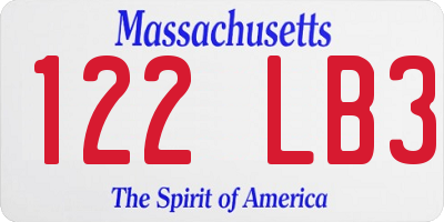 MA license plate 122LB3