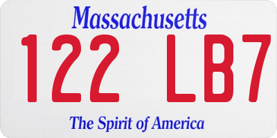 MA license plate 122LB7
