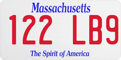 MA license plate 122LB9