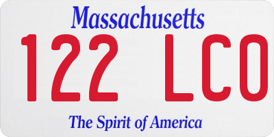 MA license plate 122LC0