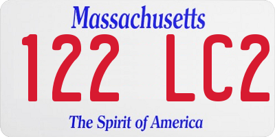 MA license plate 122LC2