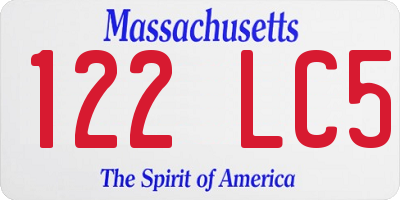 MA license plate 122LC5