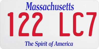 MA license plate 122LC7