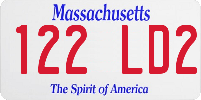 MA license plate 122LD2