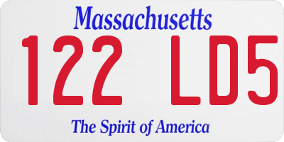 MA license plate 122LD5