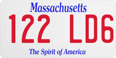 MA license plate 122LD6