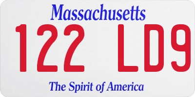 MA license plate 122LD9