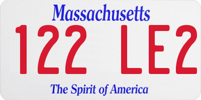 MA license plate 122LE2