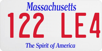 MA license plate 122LE4