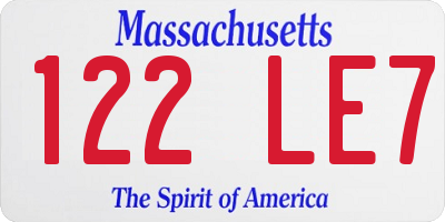 MA license plate 122LE7