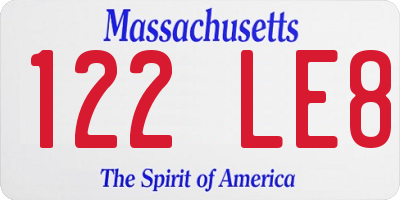 MA license plate 122LE8