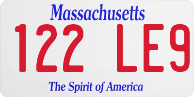 MA license plate 122LE9