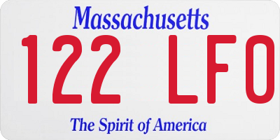 MA license plate 122LF0