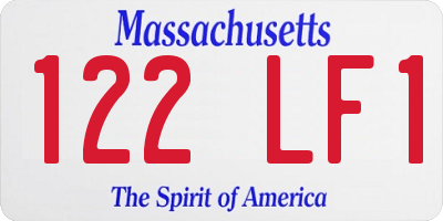 MA license plate 122LF1