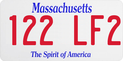 MA license plate 122LF2