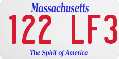 MA license plate 122LF3