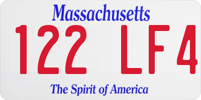 MA license plate 122LF4