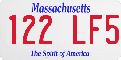MA license plate 122LF5