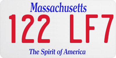 MA license plate 122LF7