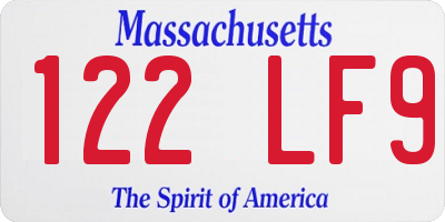 MA license plate 122LF9